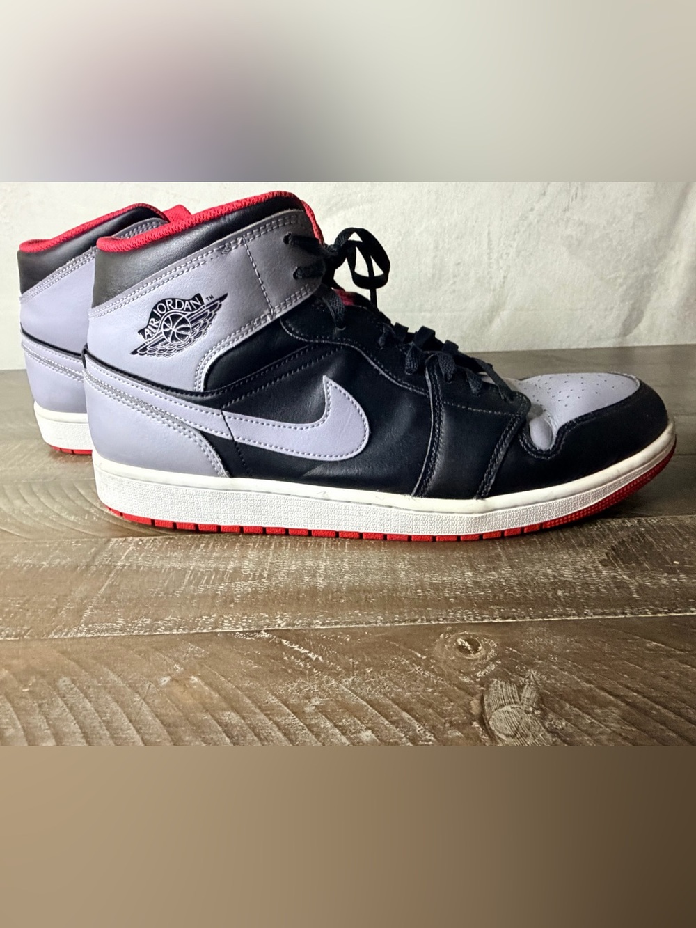 Jordan Mid-Top Sneaker in Black, Gray and Red